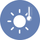 Symbol Hitze. Sonne, Thermometer