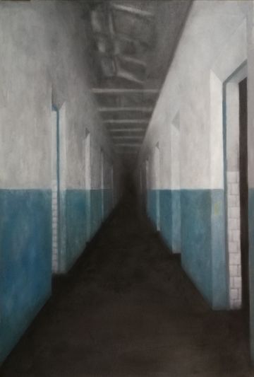 Bunker, weiße und blaue Wände