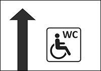 Pfeil nach oben, Symbol Rollstuhl-WC